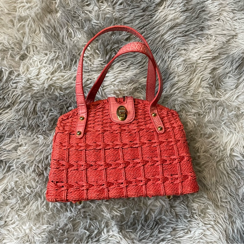 Cappelli Straworld small basket purse🩷 woven straw boho bag🌺